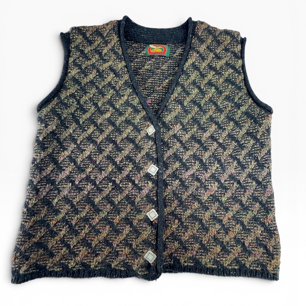 Alps Knit Sweater Vest Womens Small Multicolor Vintage Wool Blend Made in USA